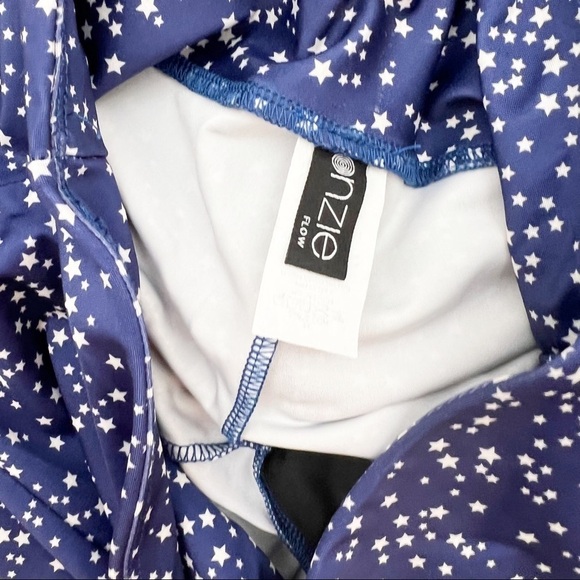 Onzie Star Spangled Midi Length Leggings Blue White High Waist M/L - Picture 6 of 7